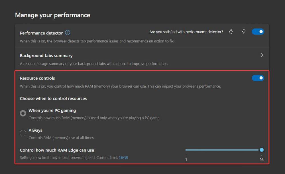 Microsoft Edge позволит ограничить объём потребляемой оперативной памяти