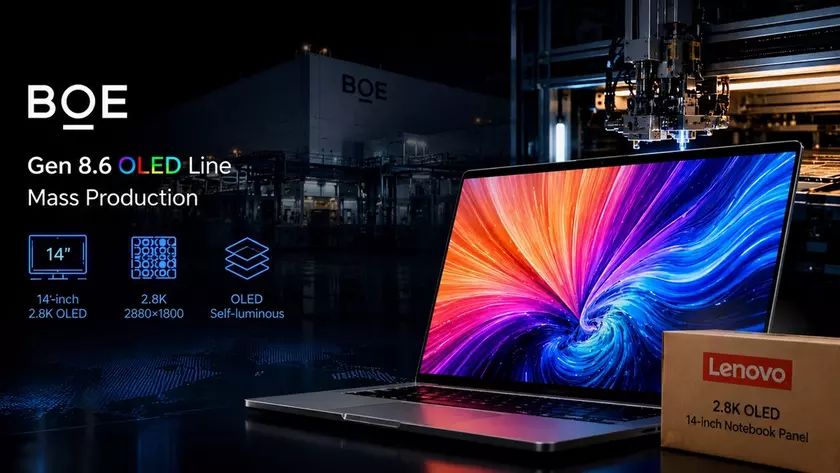 Эпоха доступных OLED-ноутбуков: BOE начала массовое производство панелей Gen 8.6