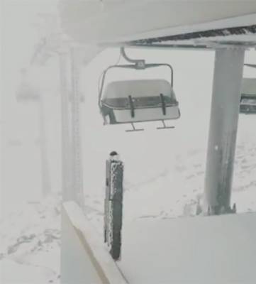 В Сети появилось видео засыпанного снегом Шерегеша