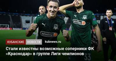 Стали известны возможные соперники ФК «Краснодар» в группе Лиги чемпионов