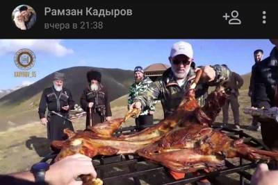 Кадыров выложил видео с пикника высоко в горах