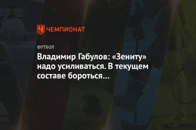 Владимир Габулов: «Зениту» надо усиливаться. В текущем составе бороться за плей-офф сложно