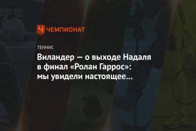 Виландер — о выходе Надаля в финал «Ролан Гаррос»: мы увидели настоящее величие Рафы