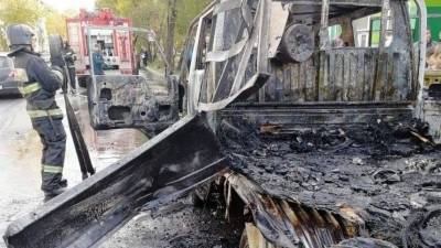Момент взрыва газового баллона внутри грузовика в Хабаровске попал на видео