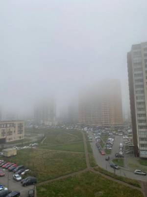 В воскресенье утренний Петербург окутал густой туман