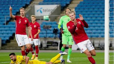 Хет-трик Холанда принёс сборной Норвегии по футболу разгромную победу над Румынией