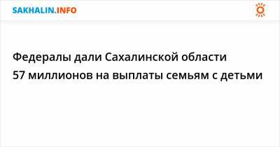 Федералы дали Сахалинской области 57 миллионов на выплаты семьям с детьми