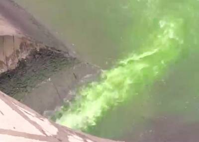Ярко-зеленая вода вылилась в Москву-реку