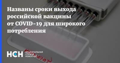 Названы сроки выхода российской вакцины от COVID-19 для широкого потребления