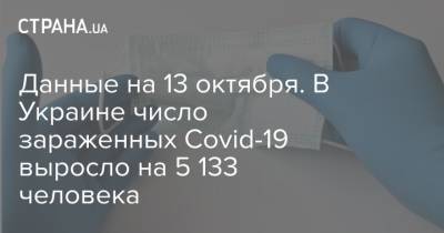 Данные на 13 октября. В Украине число зараженных Covid-19 выросло на 5 133 человека