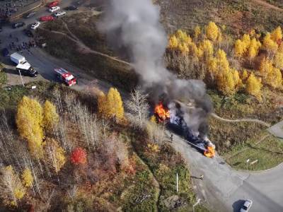 Эпичное тушение горящей «ГАЗели» в Челябинске сняли на видео с квадрокоптера