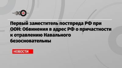 Первый заместитель постпреда РФ при ООН: Обвинения в адрес РФ о причастности к отравлению Навального безосновательны