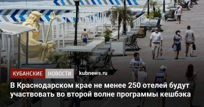 В Краснодарском крае не менее 250 отелей будут участвовать во второй волне программы кешбэка