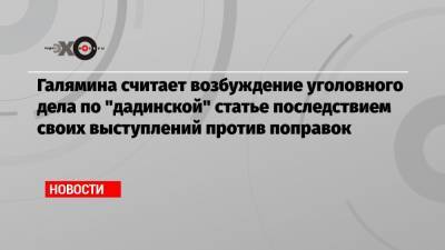 Галямина считает возбуждение уголовного дела по «дадинской» статье последствием своих выступлений против поправок