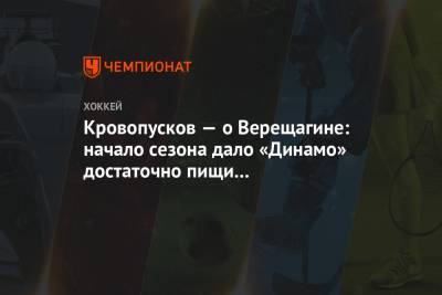 Кровопусков — о Верещагине: начало сезона дало «Динамо» достаточно пищи для размышлений