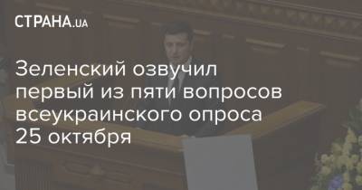 Зеленский озвучил первый из пяти вопросов всеукраинского опроса 25 октября