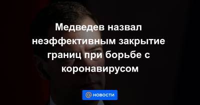 Медведев назвал неэффективным закрытие границ при борьбе с коронавирусом
