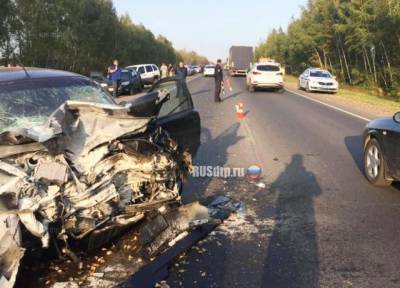 Момент аварии с четырьмя погибшими на трассе в Рязанской области попал на видео