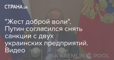 "Жест доброй воли". Путин согласился снять санкции с двух украинских предприятий. Видео