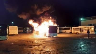 В Южно-Сахалинске сгорел пассажирский автобус