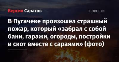 В Пугачеве произошел страшный пожар, который «забрал с собой бани, гаражи, огороды, постройки и скот вместе с сараями» (фото)