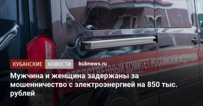 Мужчина и женщина задержаны за мошенничество с электроэнергией на 850 тыс. рублей