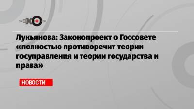 Лукьянова: Законопроект о Госсовете «полностью противоречит теории госуправления и теории государства и права»