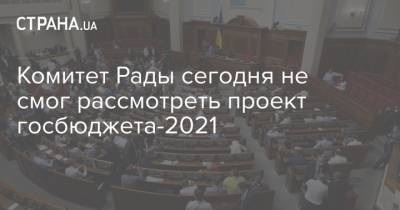 Комитет Рады сегодня не смог рассмотреть проект госбюджета-2021