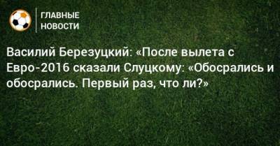 Василий Березуцкий: «После вылета с Евро-2016 сказали Слуцкому: «Обосрались и обосрались. Первый раз, что ли?»