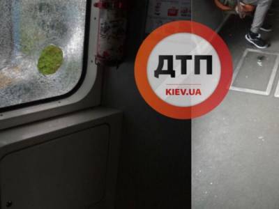 В Киеве на станции метро Черниговская в вагон метро забросили камень