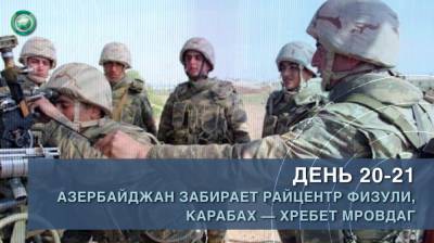 День 20-21: Азербайджан забирает райцентр Физули, Карабах – хребет Мровдаг