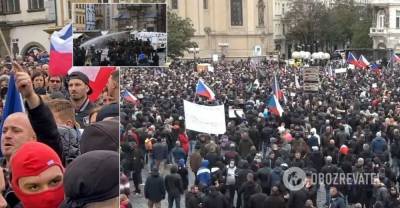 Протесты против карантина в Чехии: полиция применила водометы. Фото и видео