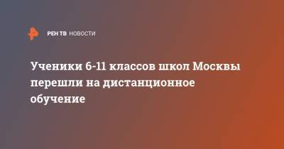 Ученики 6-11 классов школ Москвы перешли на дистанционное обучение