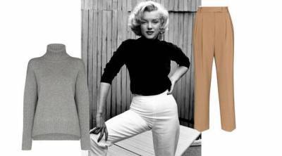 Водолазка и брюки с высокой талией — любимое модное комбо Мэрилин Монро
