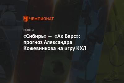 «Сибирь» — «Ак Барс»: прогноз Александра Кожевникова на игру КХЛ