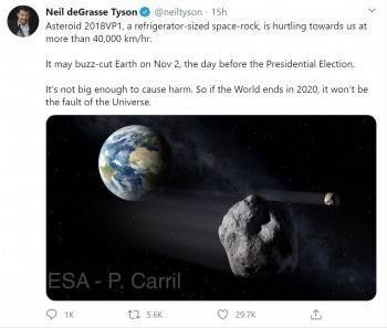 На Землю летит астероид размером с холодильник