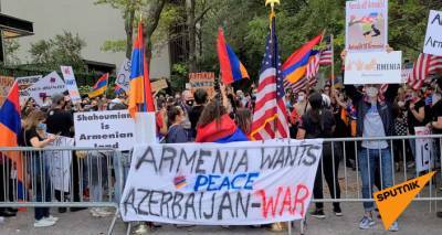 Акция возле офиса ООН в Нью-Йорке: требуют осудить Баку и Анкару за агрессию против армян