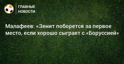 Малафеев: «Зенит поборется за первое место, если хорошо сыграет с «Боруссией»