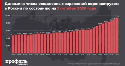 В России за сутки 9412 человек заболели коронавирусом