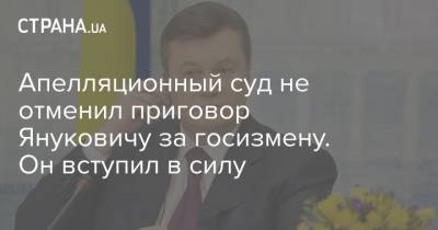 Апелляционный суд не отменил приговор Януковичу за госизмену. Он вступил в силу