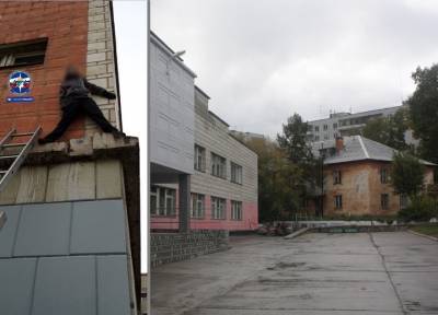Стоял на уровне второго этажа: в Сибири ученик 4-го класса застрял на карнизе школы