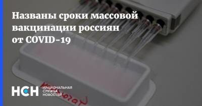Названы сроки массовой вакцинации россиян от COVID-19