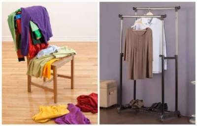 8 идей, где можно хранить ношенную одежду, чтобы не сбрасывать ее на стул