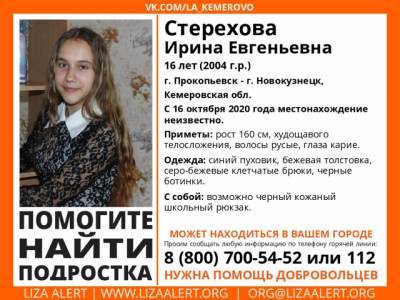 В Кузбассе волонтёры просят помощи в поисках пропавшей школьницы
