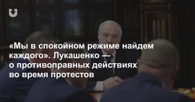 «Мы в спокойном режиме найдем каждого». Лукашенко — о противоправных действиях во время протестов
