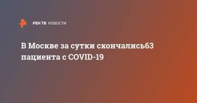 В Москве за сутки скончались63 пациента с COVID-19