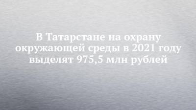 В Татарстане на охрану окружающей среды в 2021 году выделят 975,5 млн рублей