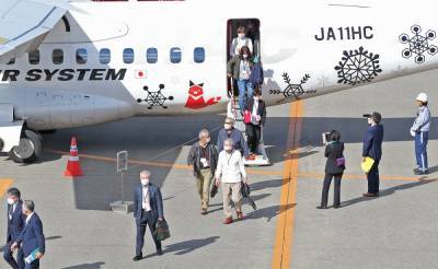 Японские граждане увидели Южные Курилы из иллюминаторов самолета