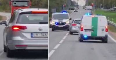 ВИДЕО. Странный Volkswagen в Сигулде: движется зигзагами и опасно выезжает на "встречку"