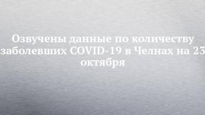 Озвучены данные по количеству заболевших COVID-19 в Челнах на 23 октября